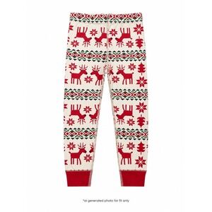 Hanna‎ Andersson Reindeer Fair Isle Long John Pajama Pants Kids 4 Red White